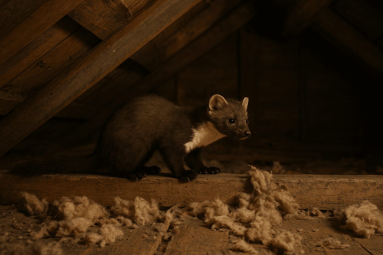 Skovmår ødelagt isolering Splintvedbille, Az Skadedyrsservice bekæmper skadedyr - Ring 61 72 64 86